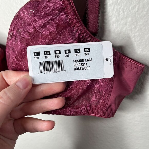 Fantasie Womens Fusion Lace Rosewood Pink 32D Underwire Bra - Picture 3 of 9